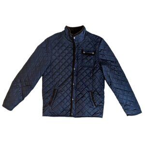 CLASS CLUB Boys Dark Blue Quilted Brown Cord Trim Jacket